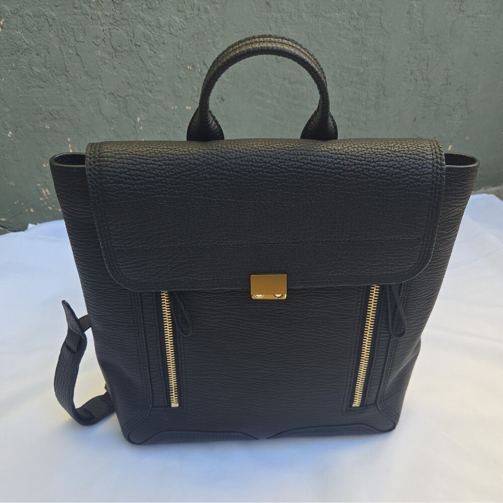 3.1 Phillip Lim Black Leather Backpack with Gold Hardware